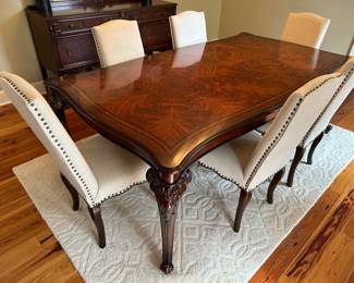 Close up dining room table and chairs