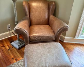 Leather chair and ottoman
