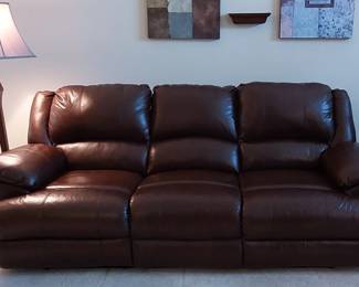 Double reclining brown sofa