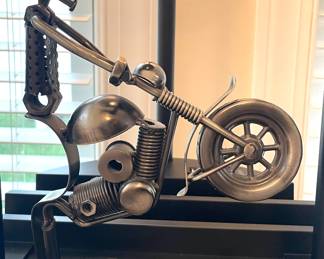 Unique metal motorcycle sculpture 