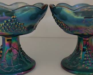 Iridescent Blue Harvest Grape candy dishes