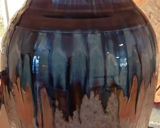 drip glaze tall pottery vessel