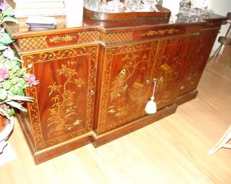 Handsome mahogany Chinoisserie inlaid server