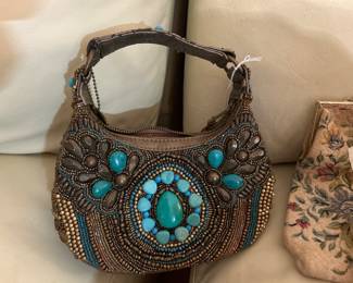 Mary Francis purse with turquoise stones