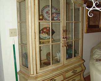 Painted French Provençal curio and cabinet 