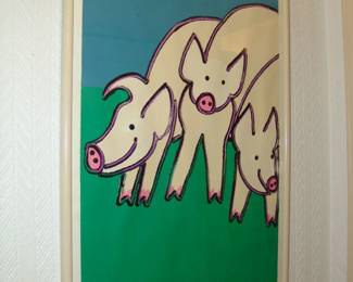 Framed Porcine painting 