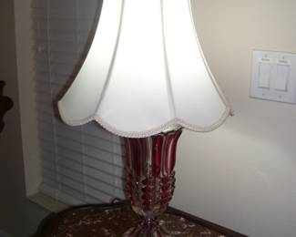 Ruby Red & Clear Glass Table Lamp
