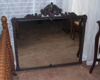 Antique Mirror with Ornate Hand Carving