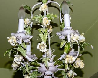 Metal Tole Painted Chandelier