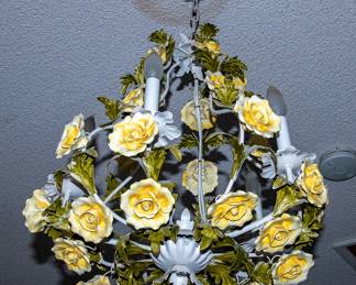 Metal Tole Painted Chandelier