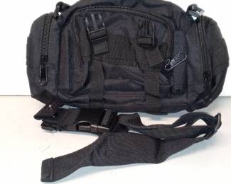 Black Military Style Tactical Waist Bag With Strap For Carrying