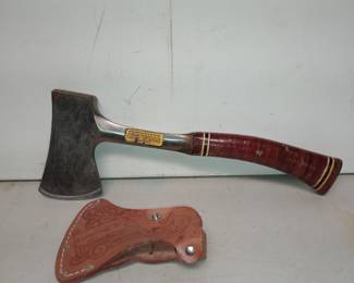 Vintage Estwing Hatchet With Original Leather Sheath