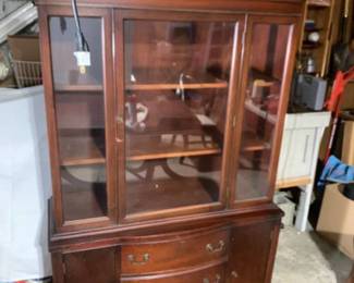 Vintage Bow Front China Cabinet - One Piece