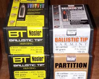 Lot Of 6 Boxes Nosler Assorted Caliber Bullet Heads (See Pictures)