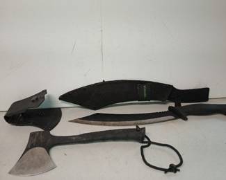Lot Of 2 Schrade Outdoor Survival Knives Hatchet& Machete