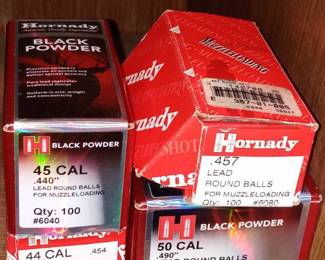 Lot Of 4 Boxes Of Hornady Assorted Caliber Lead Balls