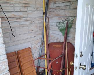 Wheel barrel $45, car ramps $30 pair,  pole saw $40