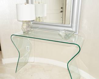 Waterfall glass hall table