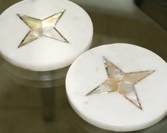 Inlaid mother of pearl coasters x 2