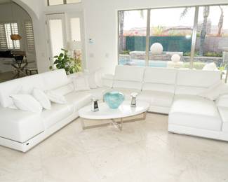 Zuri white leather sectional