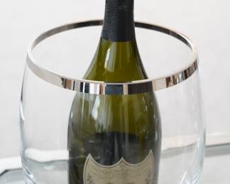 Pottery Barn silver trimmed wine holder/vase