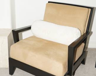 Martin Furniture dark wood faux suede modern chair x 2