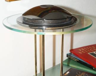 Vintage lucite & chrome "Saturn" table lamp x 2 