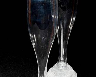 Lalique "Millenaire" coiled snake base champagne flutes