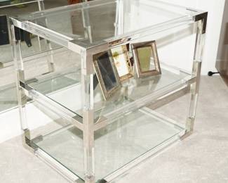3 tier glass & chrome accent table