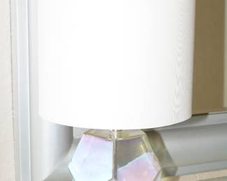 Octagonal glass & chrome table lamp