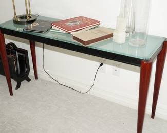 Frosted glass & dark wood hall table