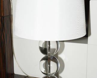 Glass ball table lamp with weighted chrome base x 2