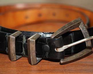 Douglas Magnus Santa Fe sterling belt buckle with alligator belt