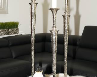Interlude Home hammered silver candle holders-being sold as a set of 3