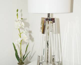 Z Gallerie "Rollings" chrome & lucite table lamps x 2