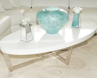 White acrylic & chrome coffee table