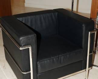 Belnick black leather & chrome club chair