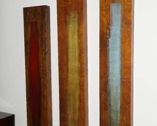 Textured abstract wall sculptures x 3 by Karen Hale