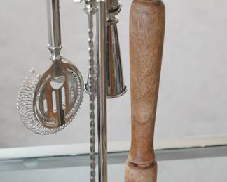 Pottery Barn chrome barware set