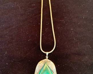 Terry Williams (Navajo) sterling and malachite pendant necklace