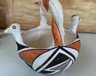 Lucy Lewis (Acoma 1890 - 1992) double headed bird bowl