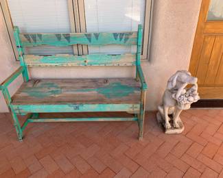 Stone dog statue  (bench sold)