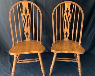 Two Oak Windsor Dining Chairs
