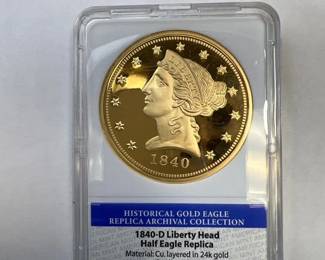 1840 D Liberty Head Half Eagle Replica