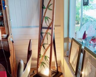 TALL VINTAGE STAINED GLASS, NEW FRAME