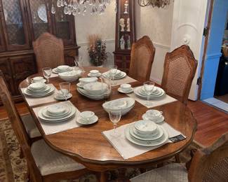 Dining Room: The STANLEY dining table is now set with elegant vintage NORITAKE china. The next photo shows one of the place settings.
