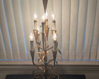 Dining Room: This is a fabulous Mid-Century Modern Italian Candelabra (Gilt iron) with 9 lights.