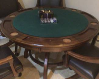 Hillsdale Furniture, Calif. poker table and leather chairs
