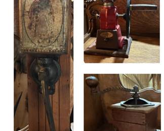Antique coffee mills, coffee grinders