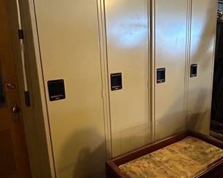 2 sets of lockers (total of 4 lockers), storage bench